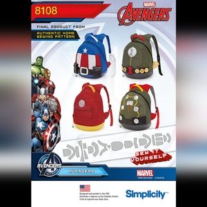 2/$10 OR 3/$15 Simplicity 8108 Avengers Backpack Patterns